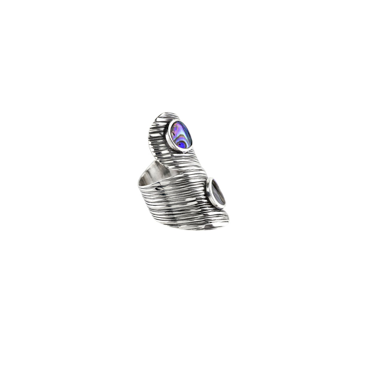 Abalone Shell Sterling Silver Wrap Ring - Twisted Earth Artistry