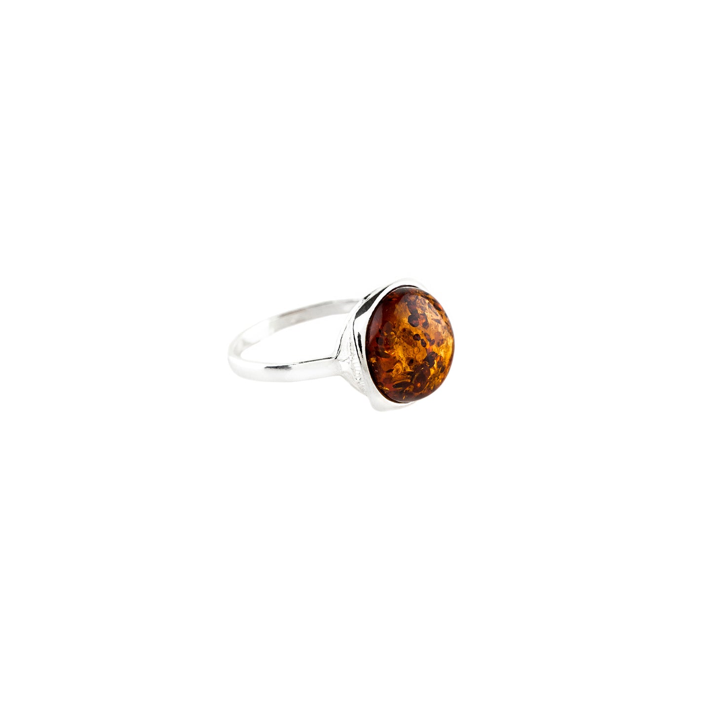 Amber Round Ring Sterling Silver - Twisted Earth Artistry
