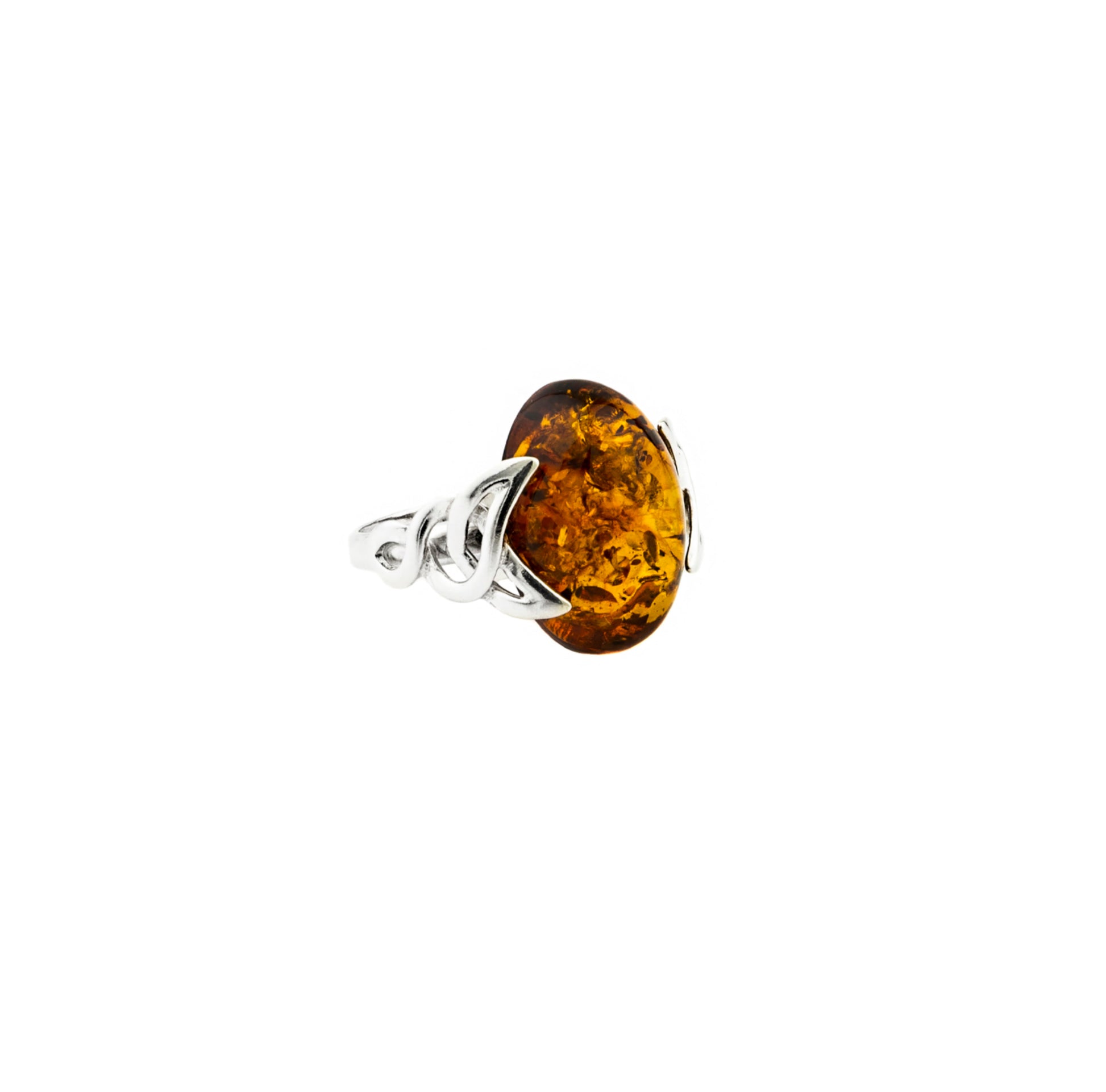 Amber Oval Ring Sterling Silver - Twisted Earth Artistry