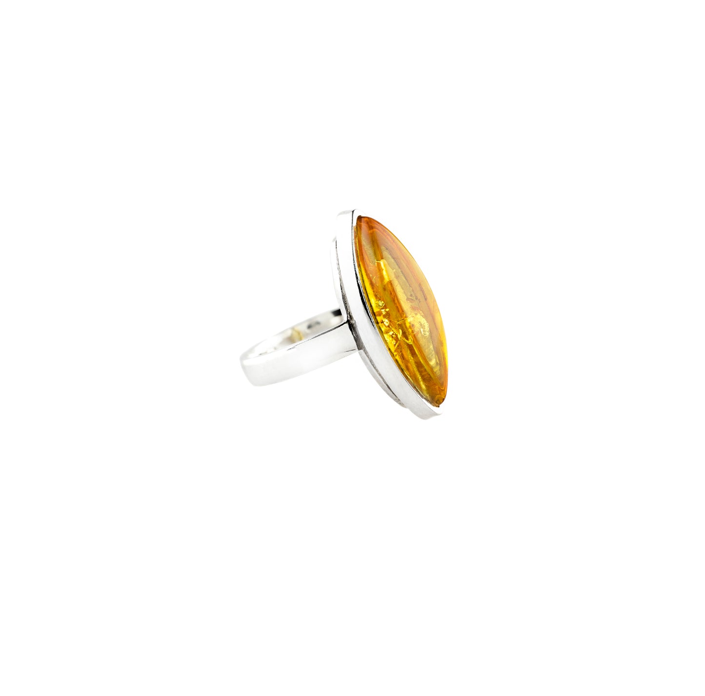 Amber Ring Marquise Sterling Silver Ring - Twisted Earth Artistry