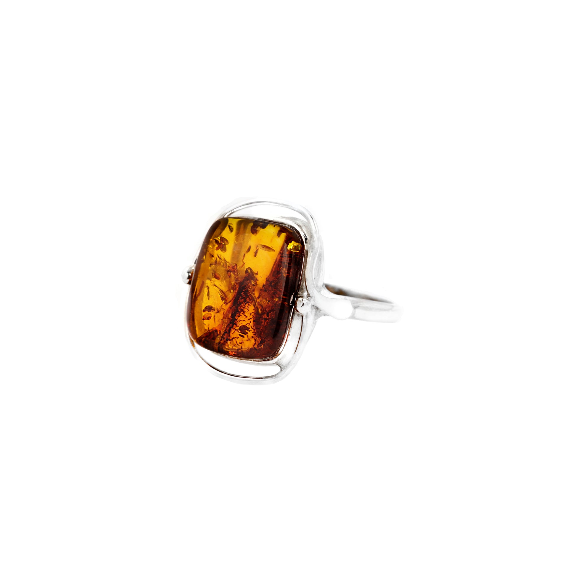 Amber Vintage Style Ring Sterling Silver - Twisted Earth Artistry