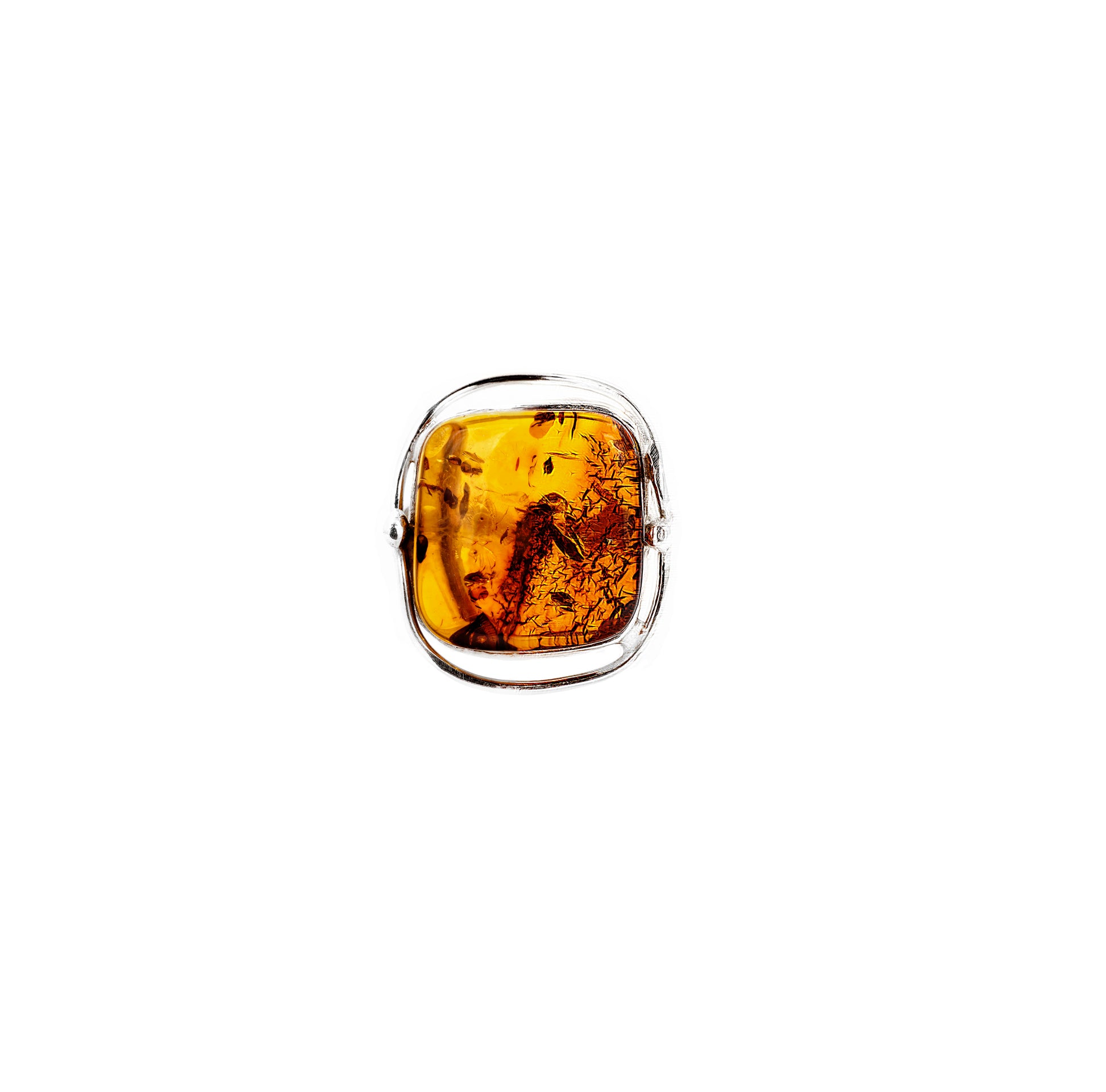 Amber Vintage Style Ring Sterling Silver - Twisted Earth Artistry