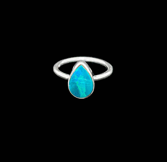 Opal Doublet Pear Cut Ring