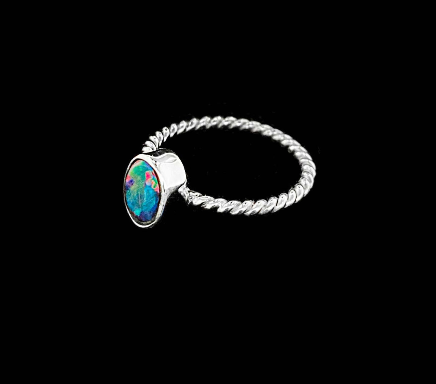 Opal Doublet Oval with Rope Band