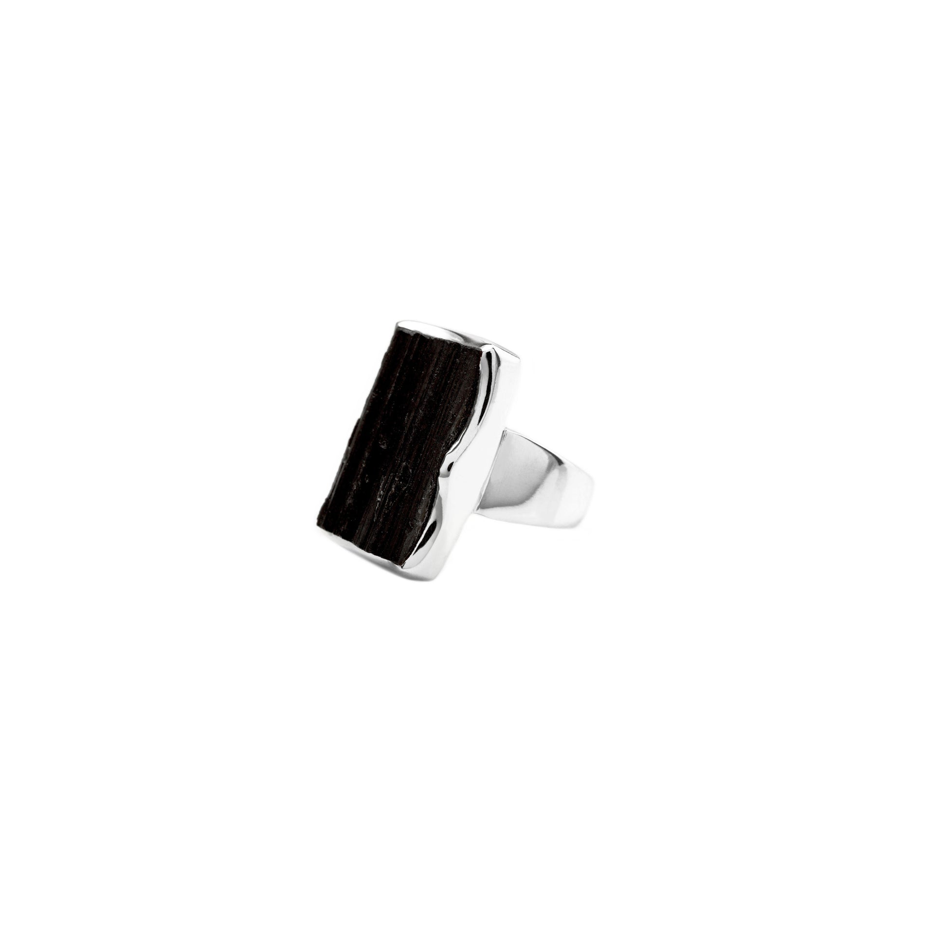 Black Tourmaline Sterling Silver Ring - Twisted Earth Artistry