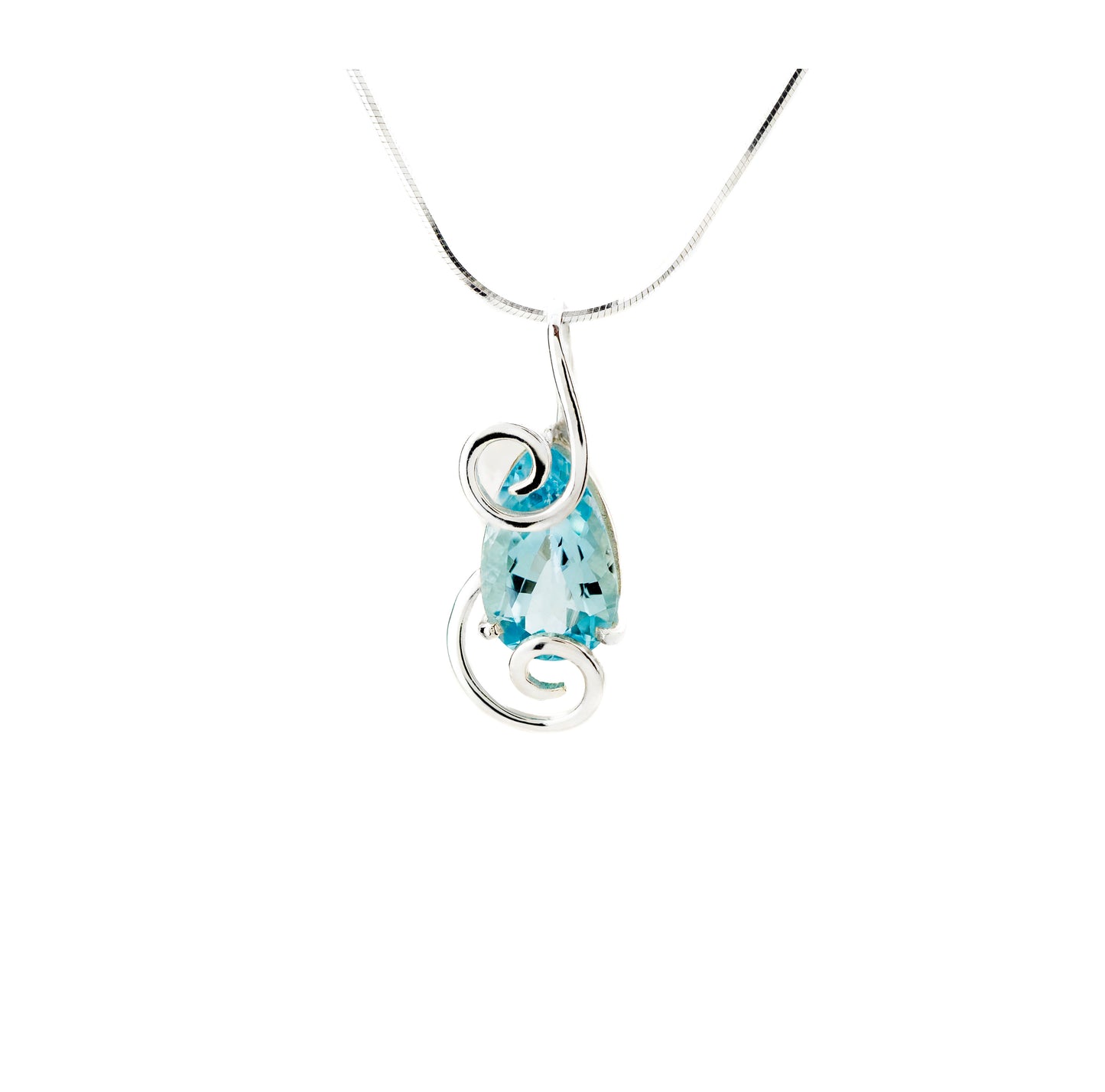Blue Topaz Faceted Pendant Sterling Silver - Twisted Earth Artistry