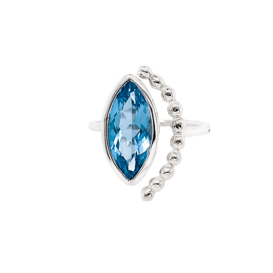 Blue Topaz Adjustable Sterling Silver Ring - Twisted Earth Artistry