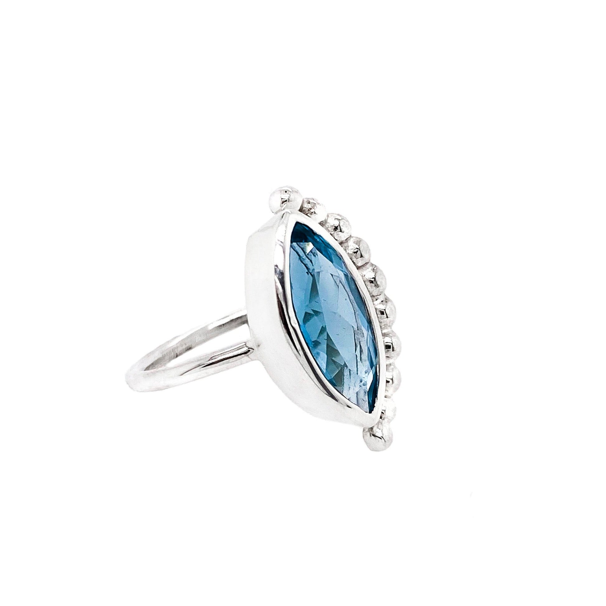 Blue Topaz Adjustable Sterling Silver Ring - Twisted Earth Artistry