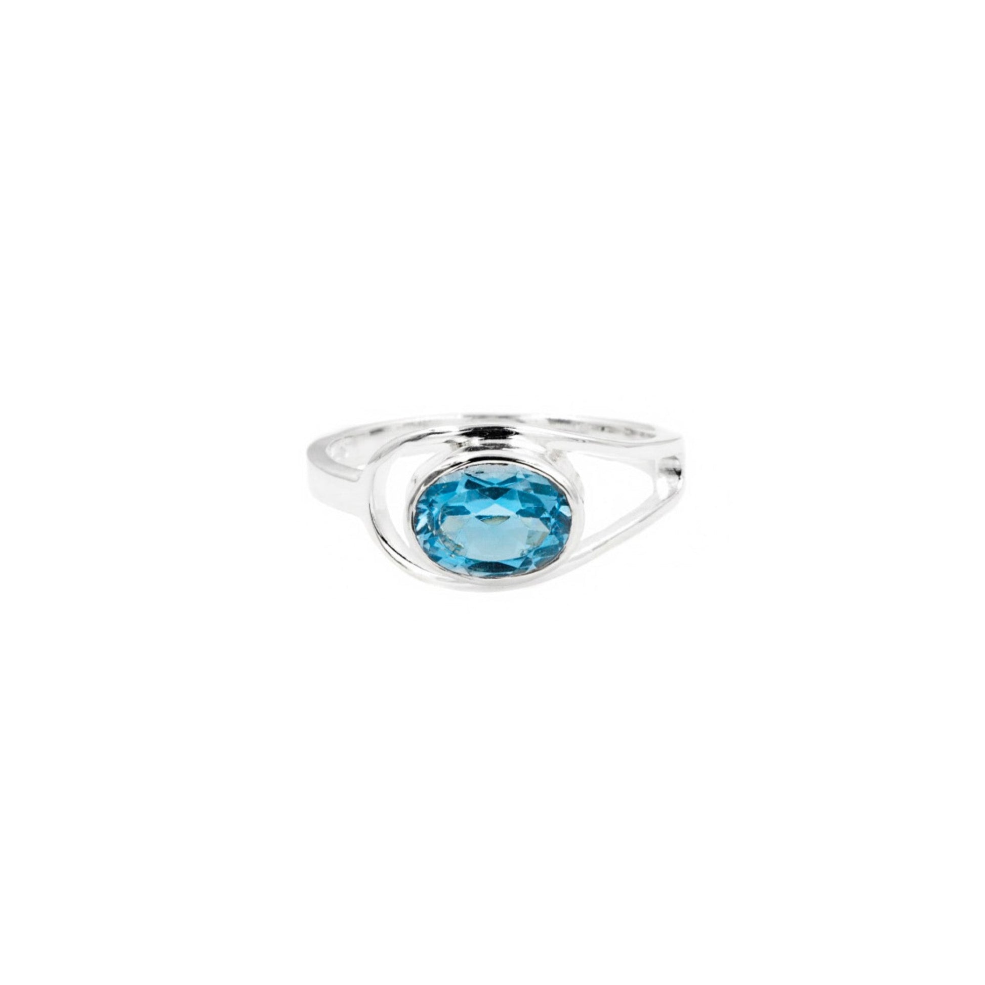 Blue Topaz Oval Ring Sterling Silver - Twisted Earth Artistry