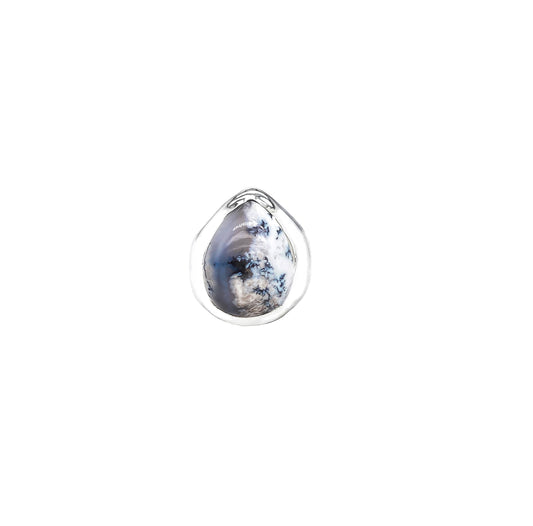 Dendritic Opal Teardrop Sterling Silver Ring - Twisted Earth Artistry