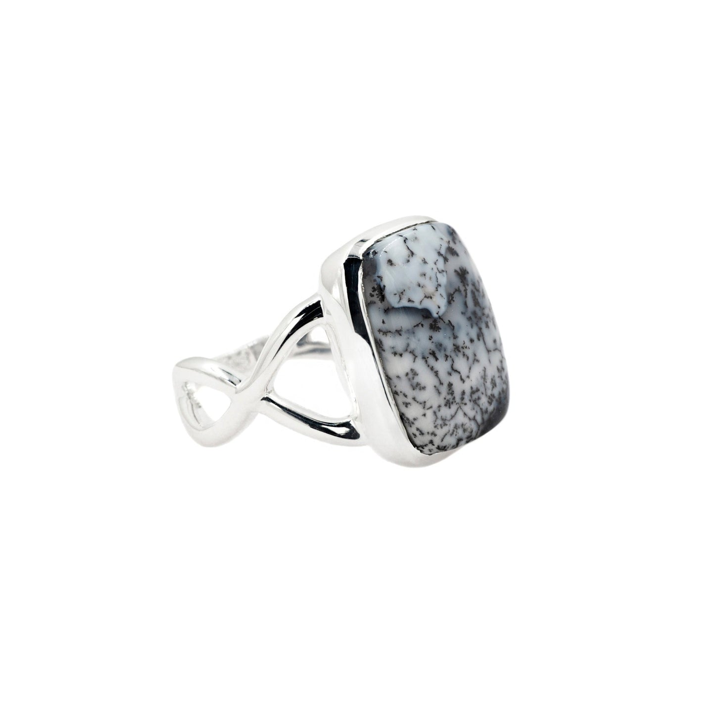 Dendritic Opal Rectangle Sterling Silver Ring - Twisted Earth Artistry