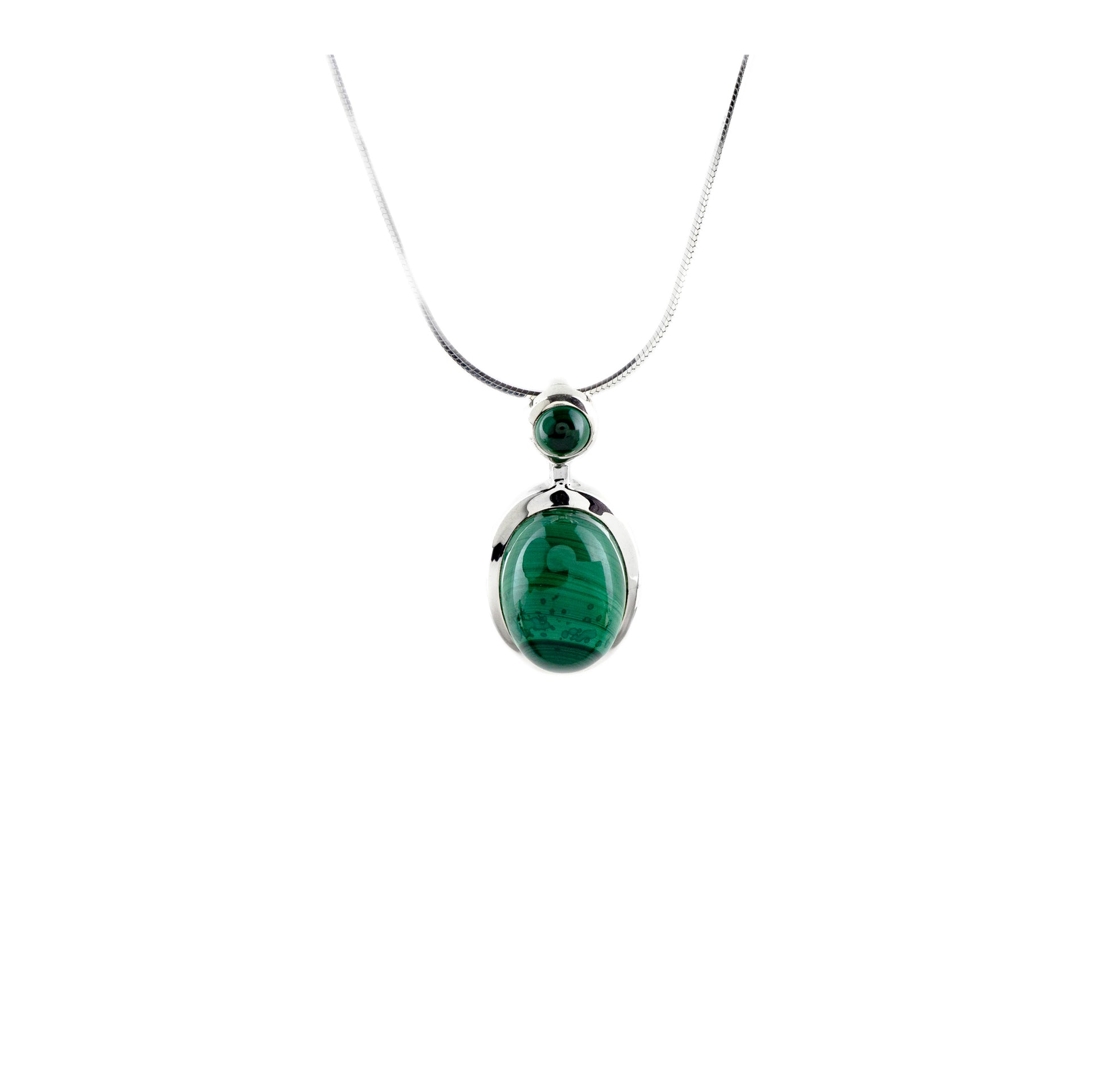 Malachite Oval Sterling Silver Pendant - Twisted Earth Artistry