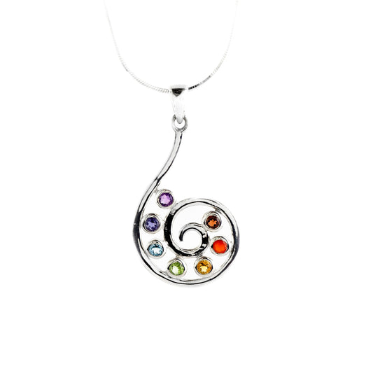 Seven Stone Chakra Pendant Sterling Silver - Twisted Earth Artistry