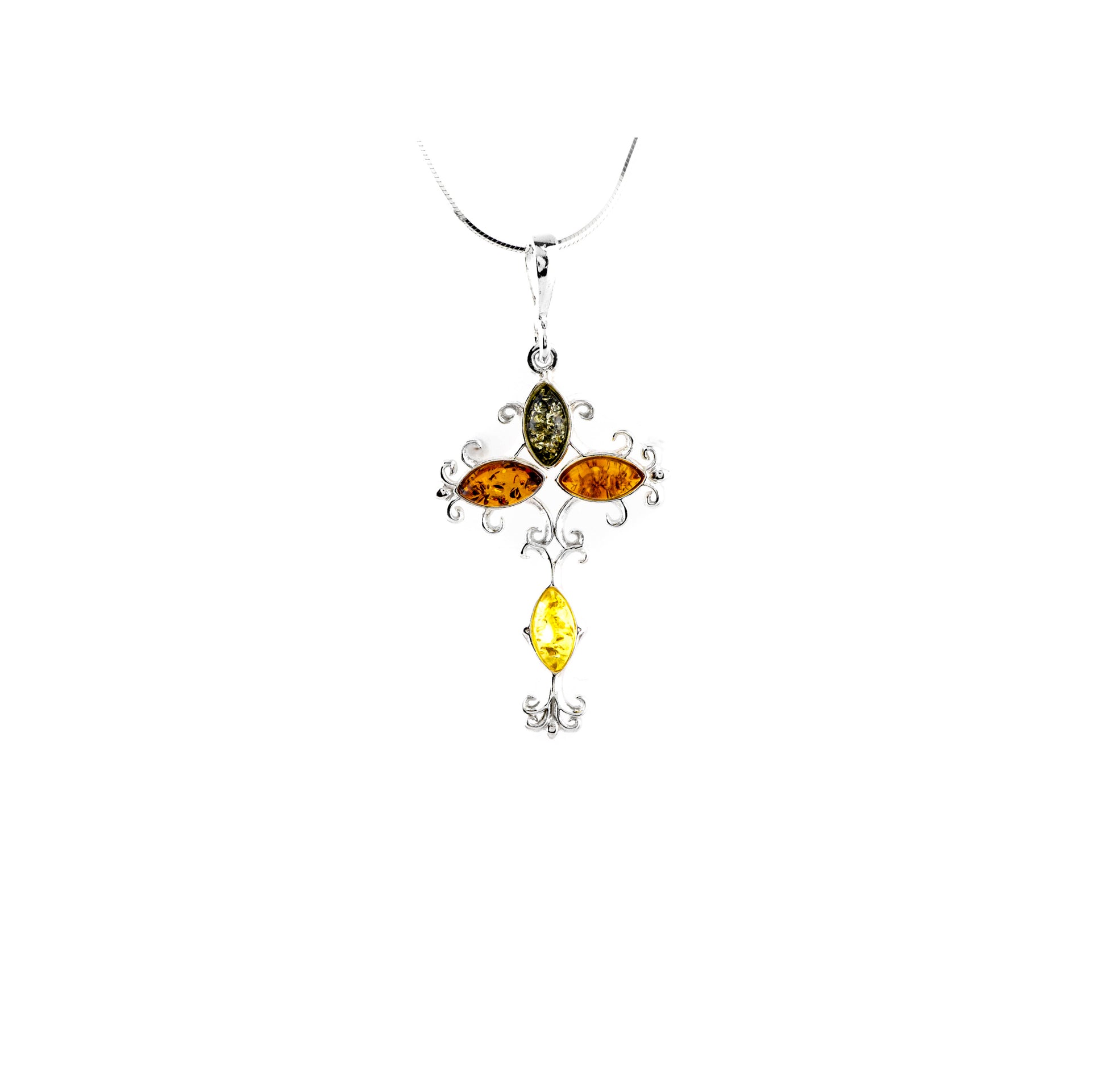Amber Cross Pendant Sterling Silver - Twisted Earth Artistry