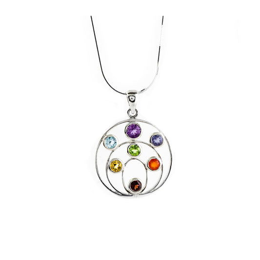 Seven Stone Chakra Pendant  Sterling Silver - Twisted Earth Artistry