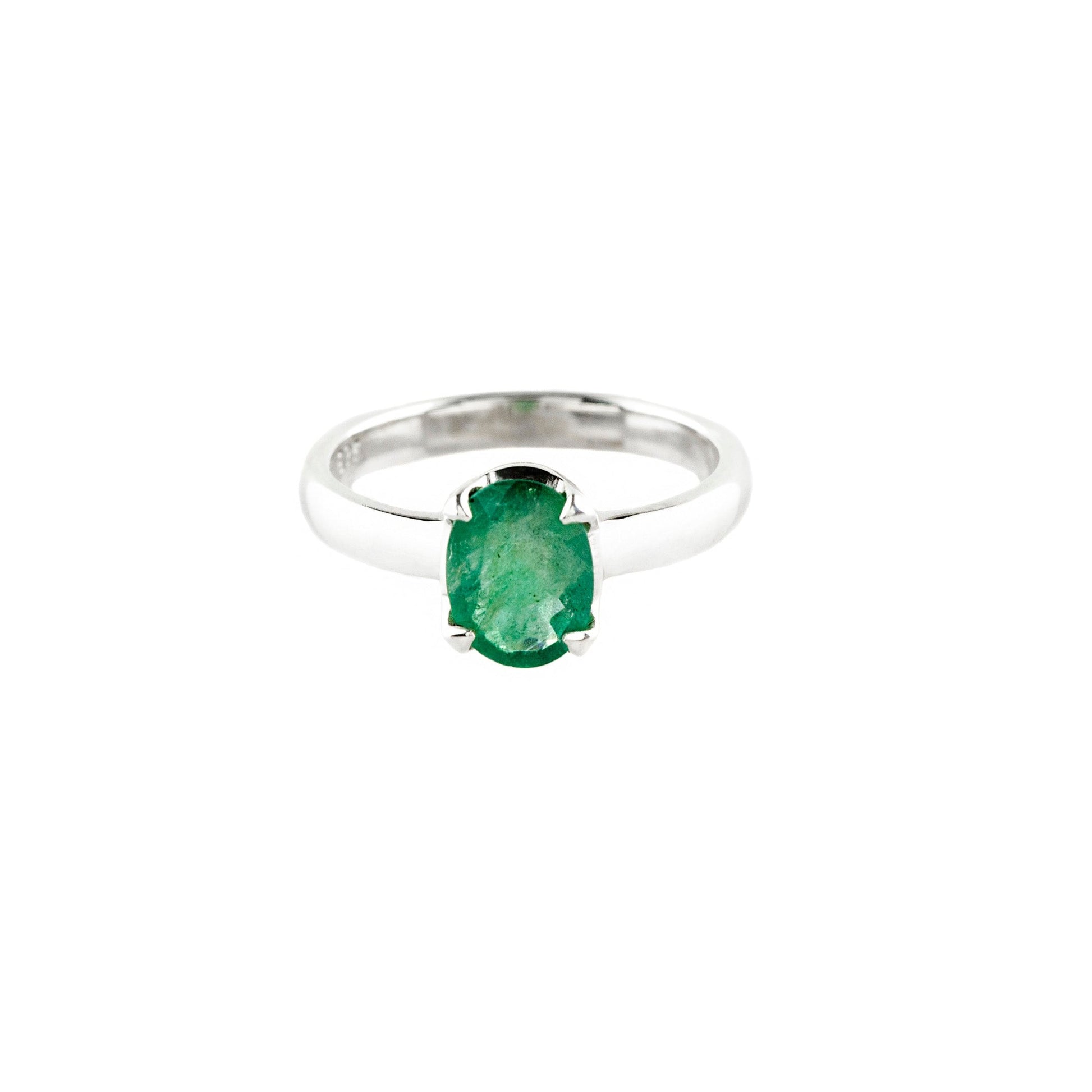 Emerald Oval Faceted Sterling Silver Ring - Twisted Earth Artistry