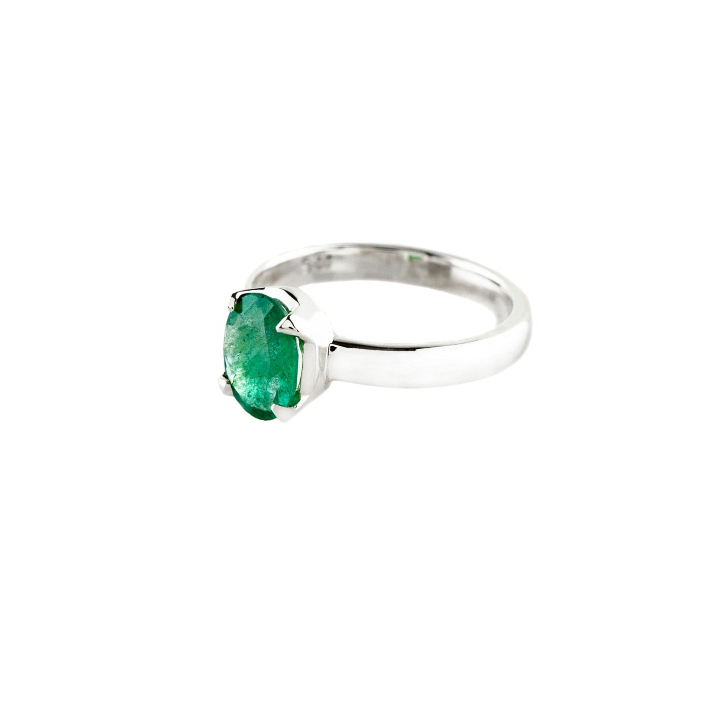 Emerald Oval Faceted Sterling Silver Ring - Twisted Earth Artistry