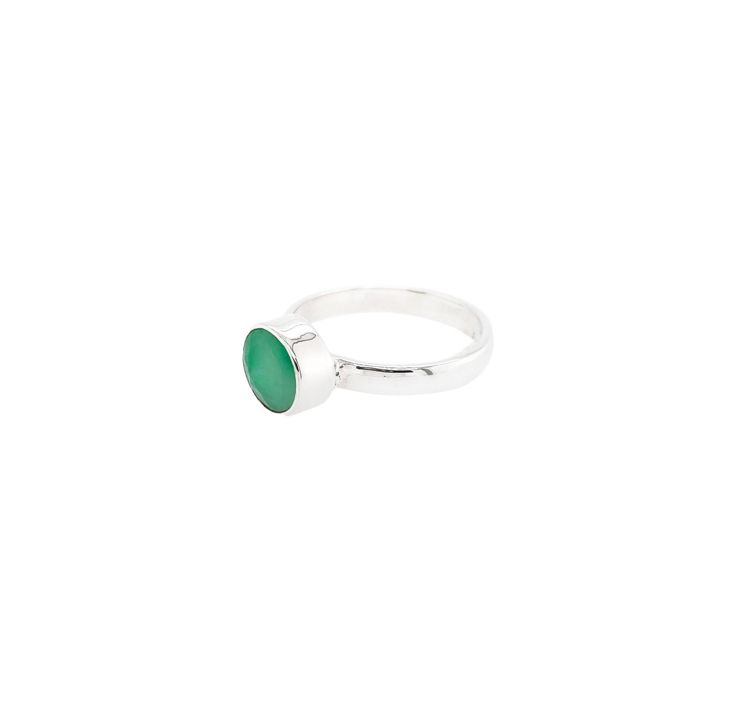 Emerald Round Sterling Silver Ring