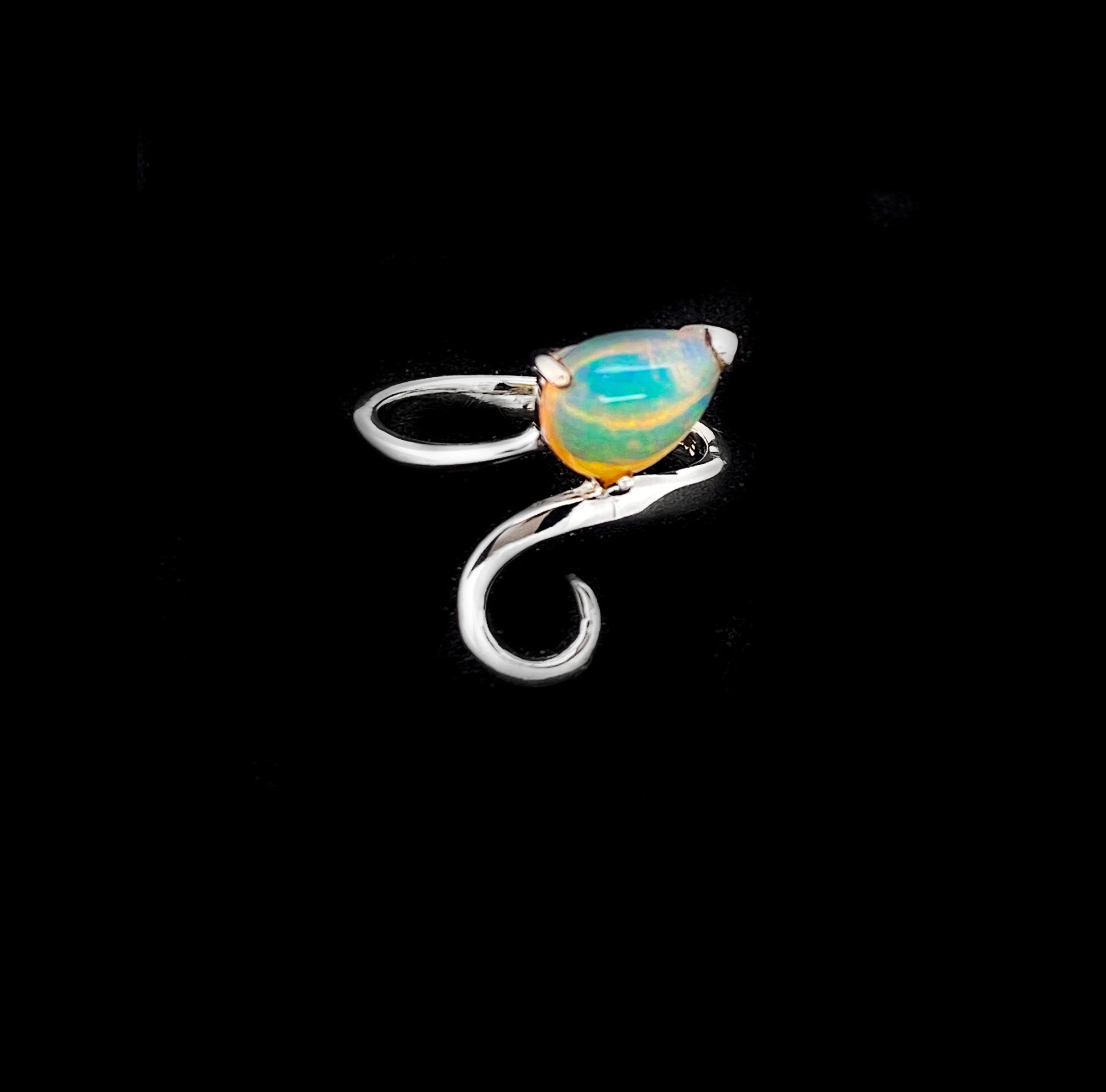 Opal Teardrop Cut Sterling Silver Ring - Twisted Earth Artistry