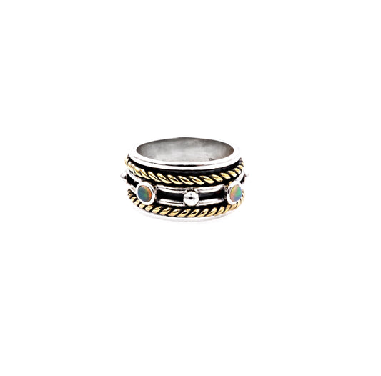 Ethiopian Opal Gemstone Sterling Silver Spinner Ring