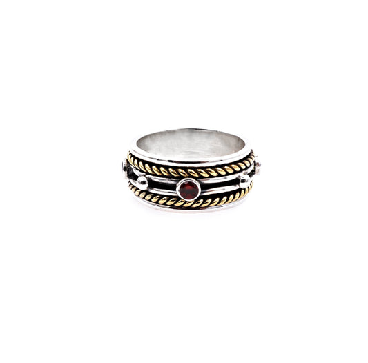 Garnet Sterling Silver Spinner Ring