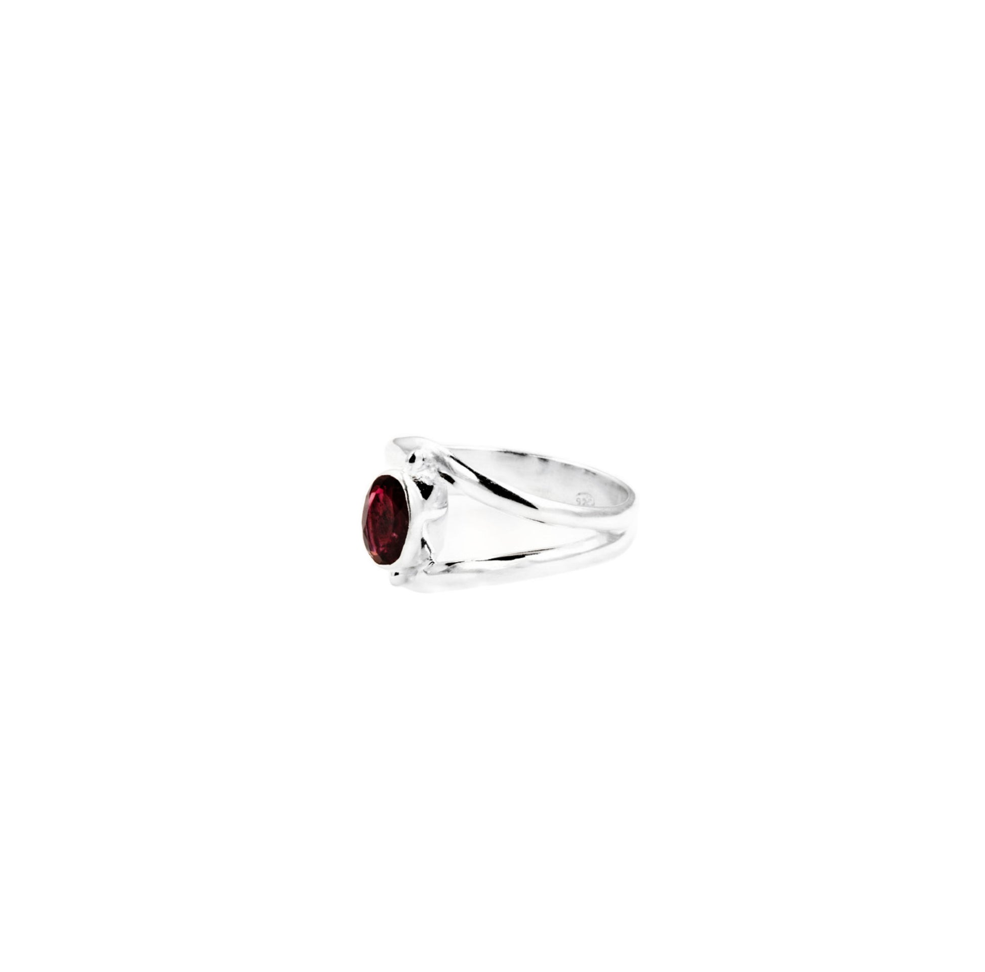 Garnet Ring Sterling Silver Ring - Twisted Earth Artistry
