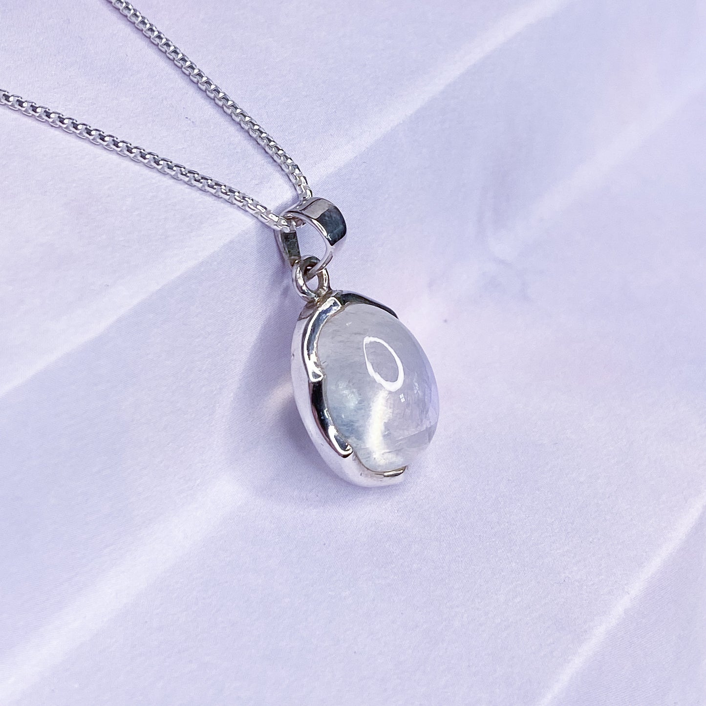 Moonstone Dome Sterling Silver Pendant