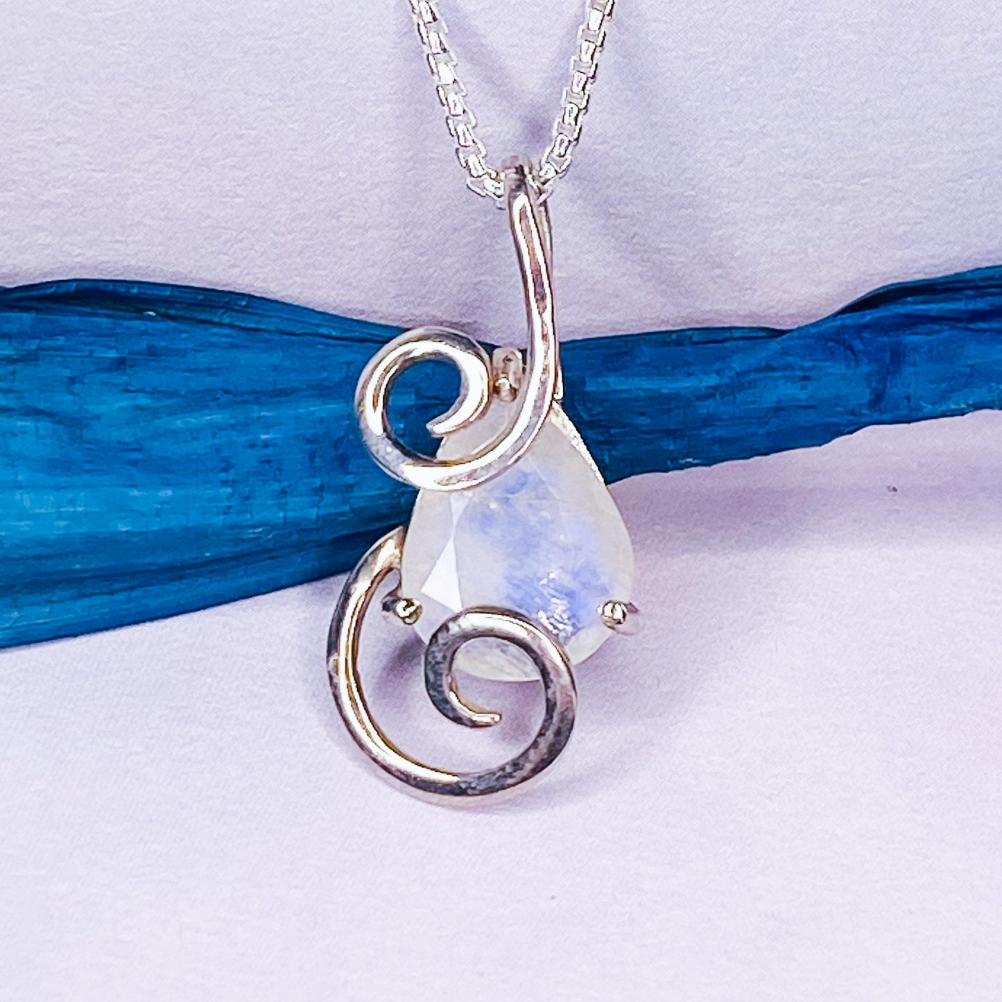 Moonstone Faceted Sterling Silver Pendant