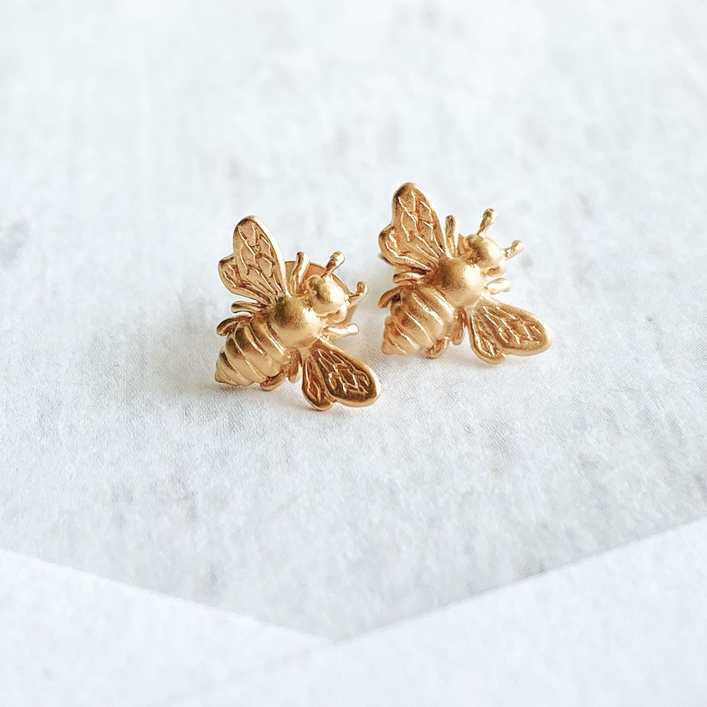 24K Gold Bee & Open Triangle Earring Set