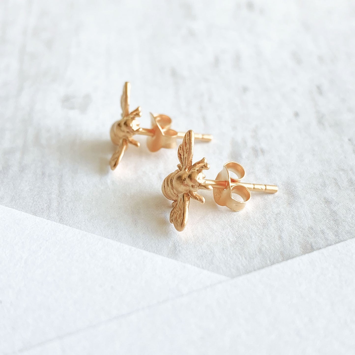 24K Gold Bee & Open Triangle Earring Set