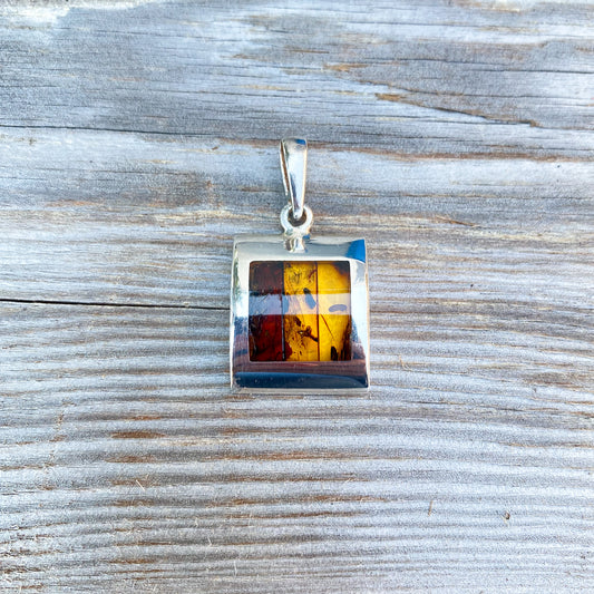 Amber Baltic Pendant Sterling Silver