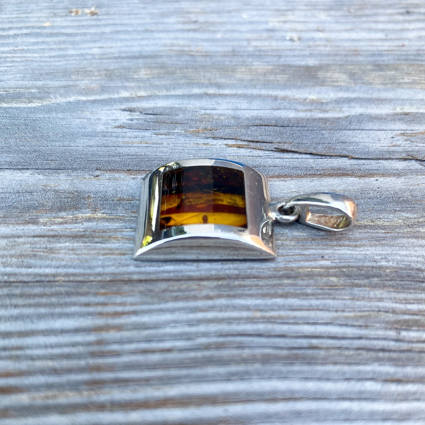 Amber Baltic Pendant Sterling Silver