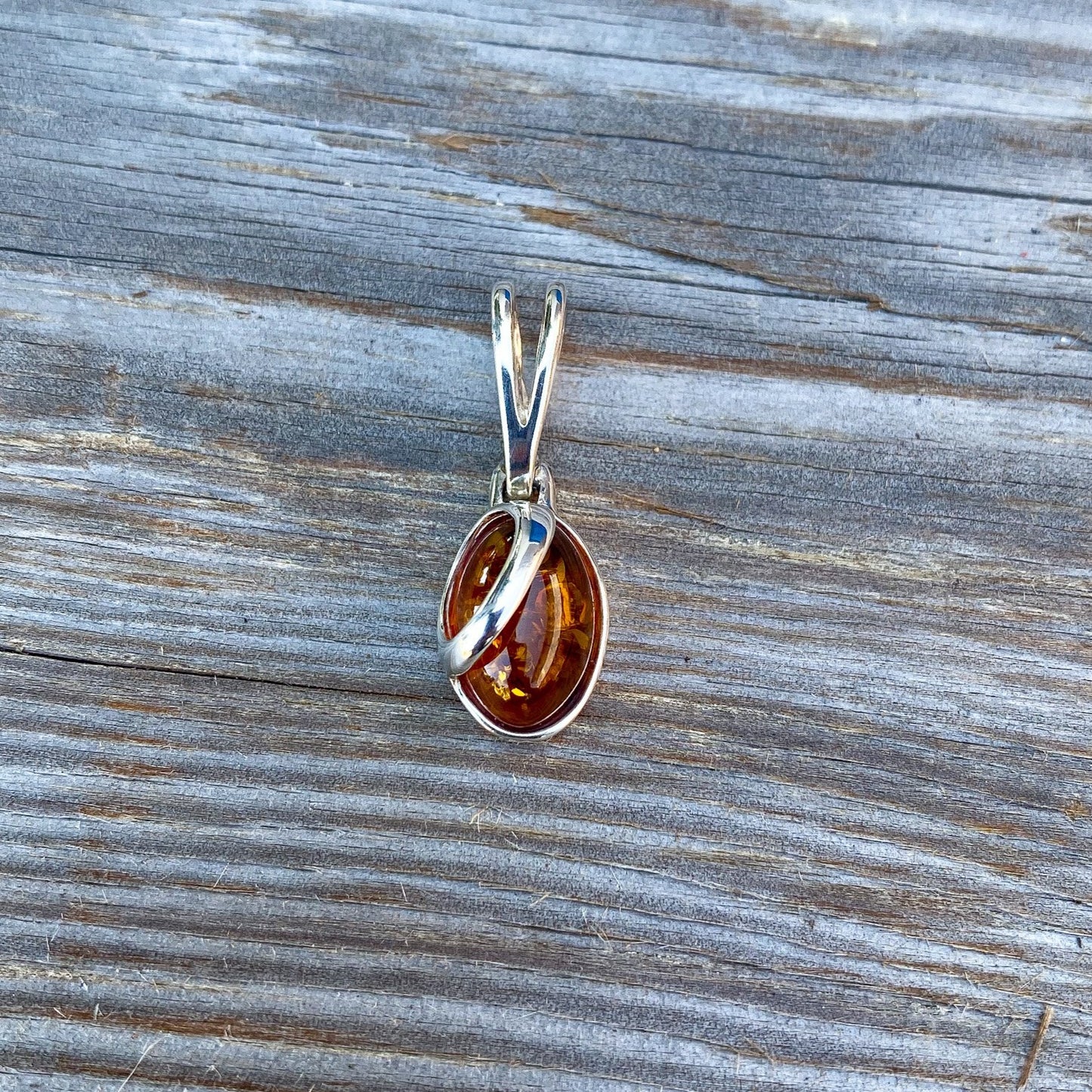Amber Pendant Sterling Silver