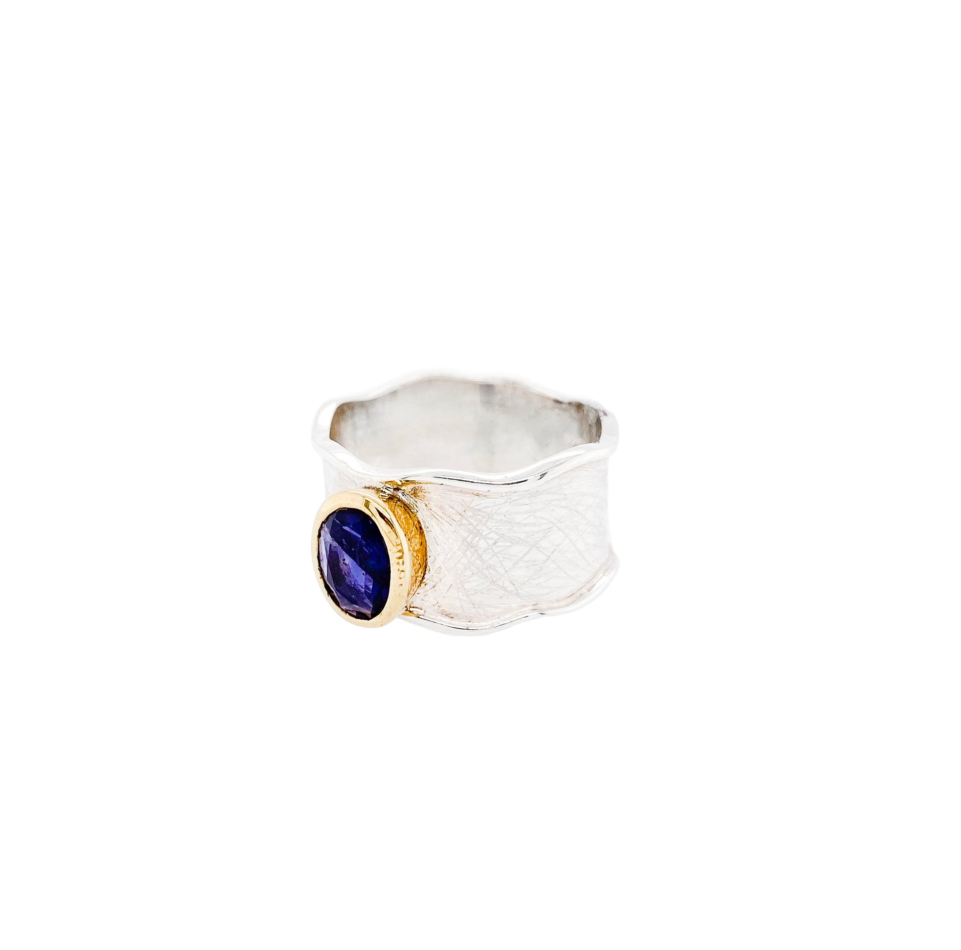 Iolite 14k Gold Plated Sterling Silver Ring - Twisted Earth Artistry