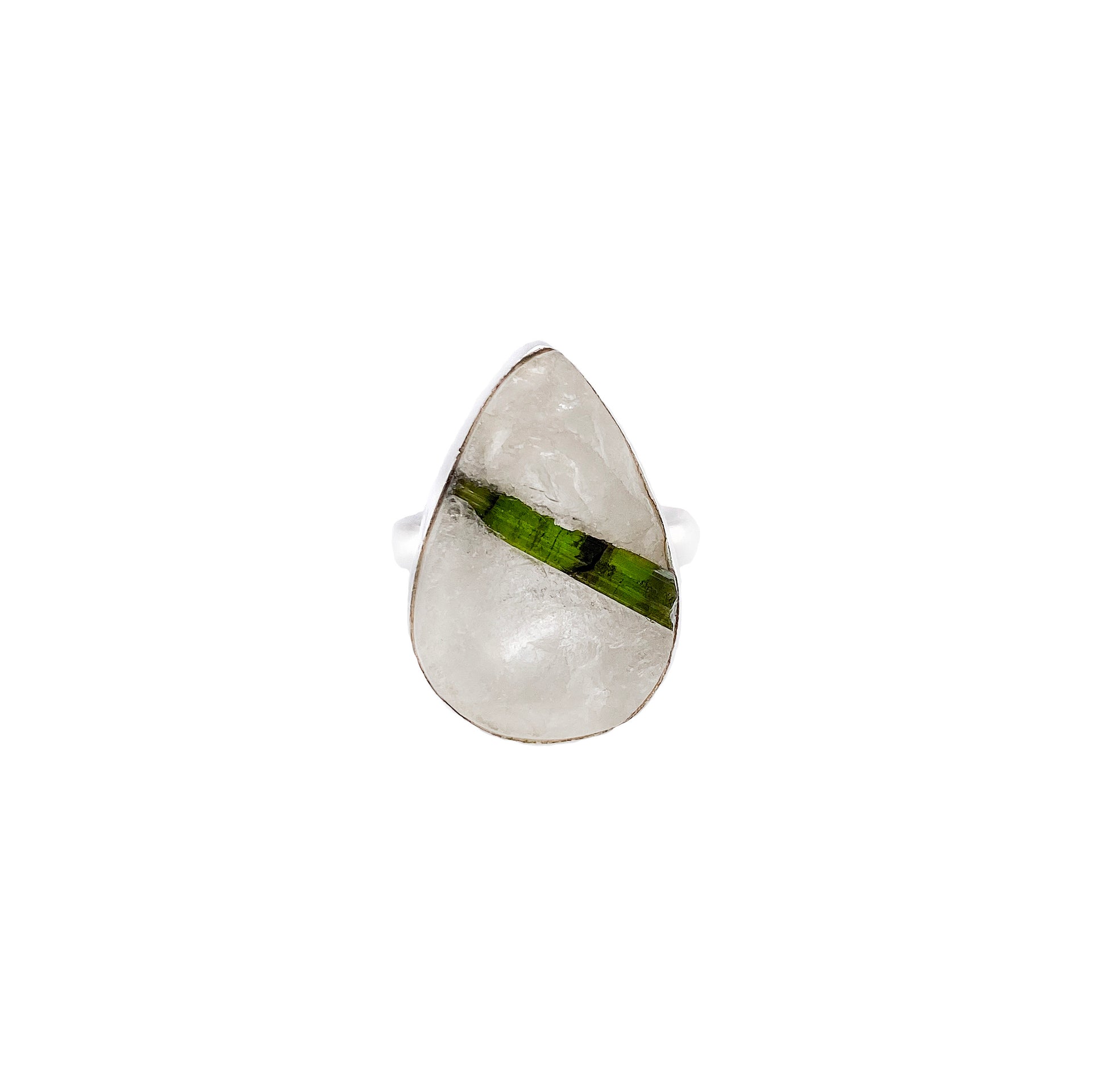Green Tourmaline in Quartz Ring - Twisted Earth Artistry