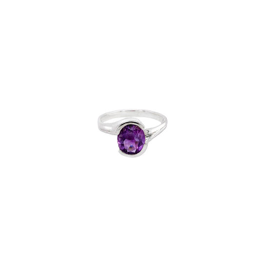 Amethyst Oval Cut Ring Sterling Silver - Twisted Earth Artistry