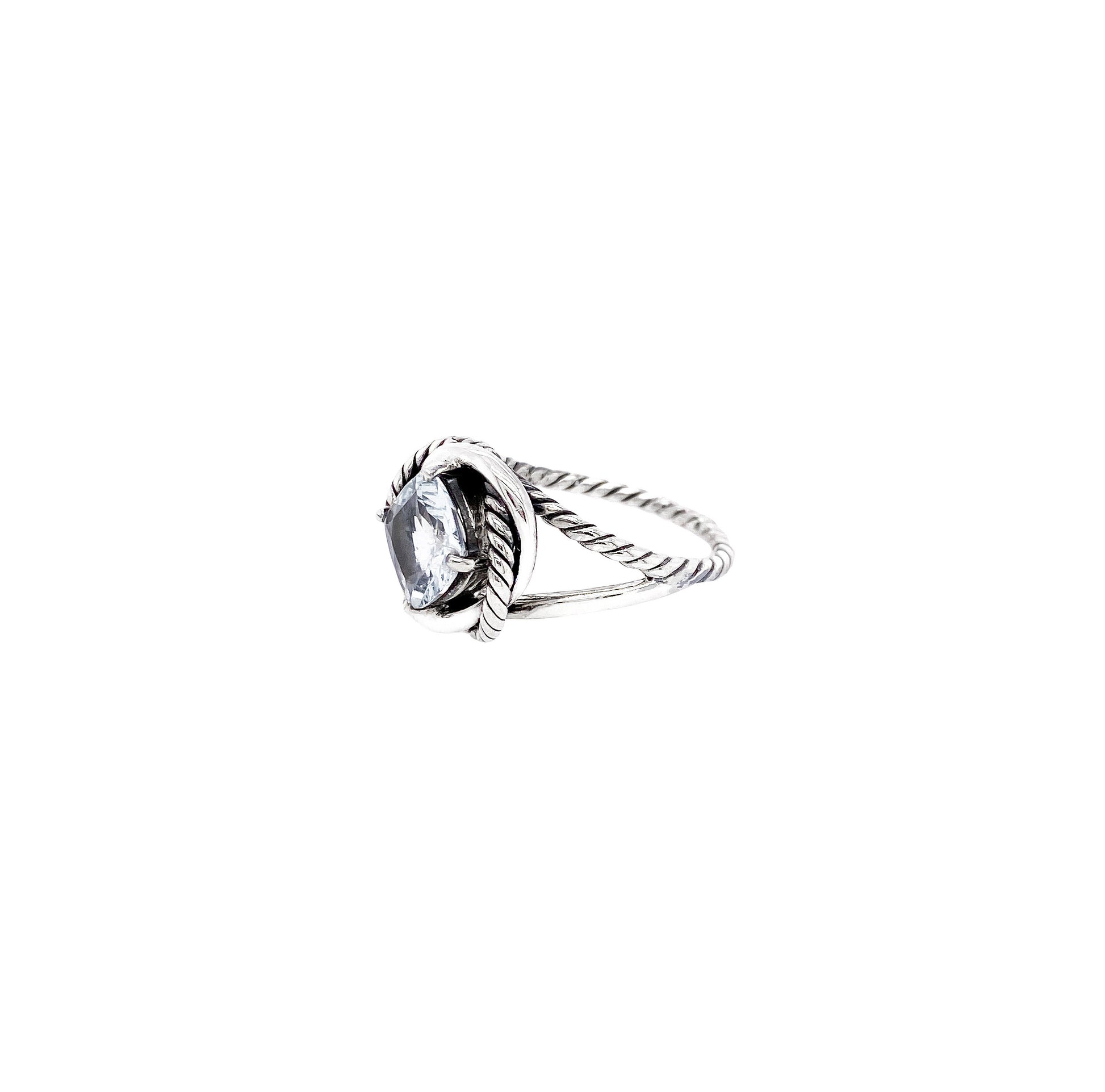 Goshenite Faceted Sterling Silver Infinity Ring - Twisted Earth Artistry