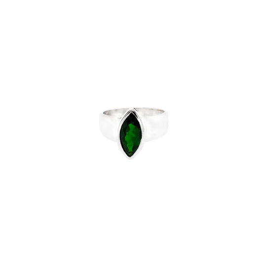 Chrome Diopside Marquise Sterling Silver Ring - Twisted Earth Artistry