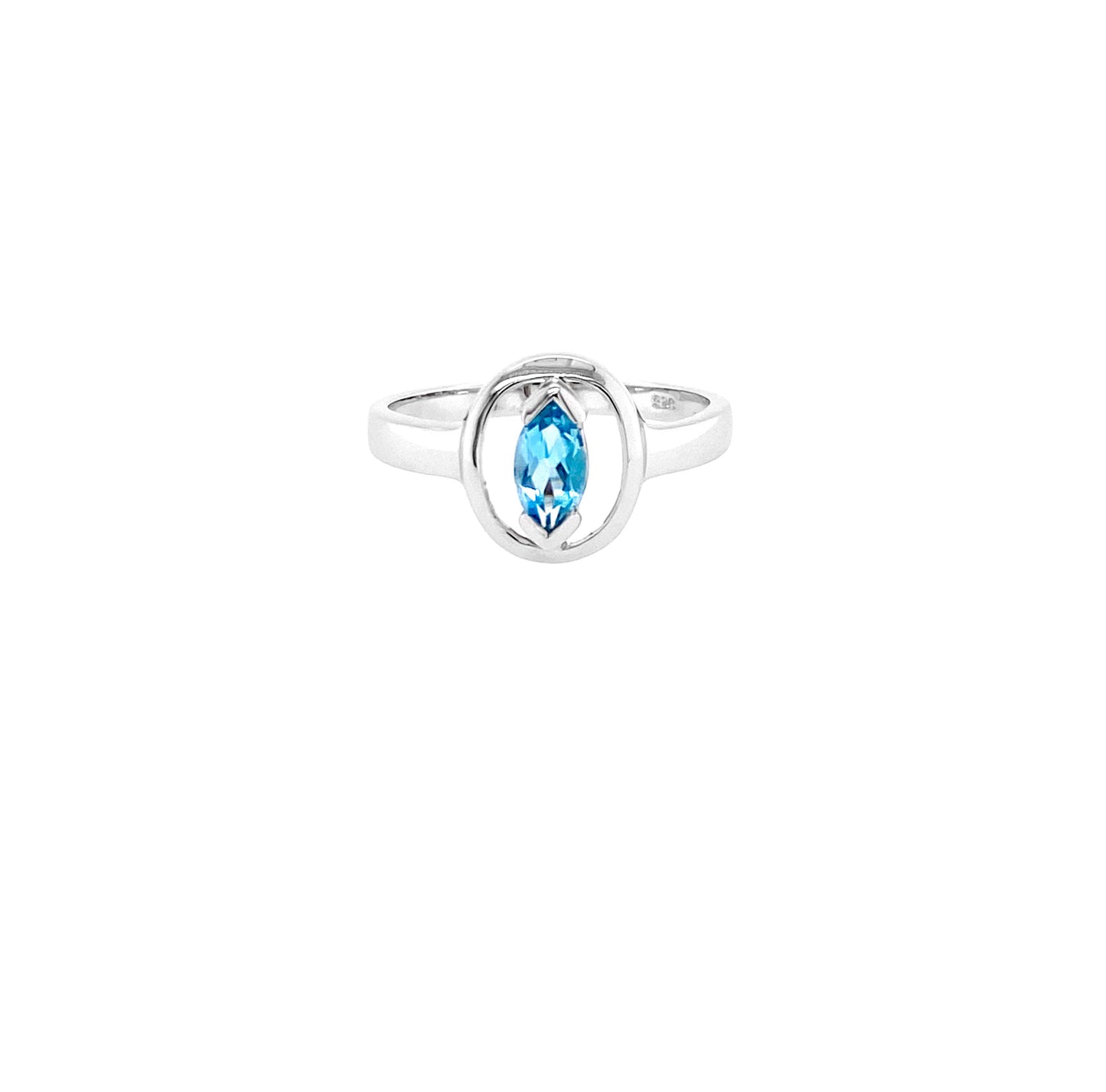 Blue Topaz Marquise Halo Ring