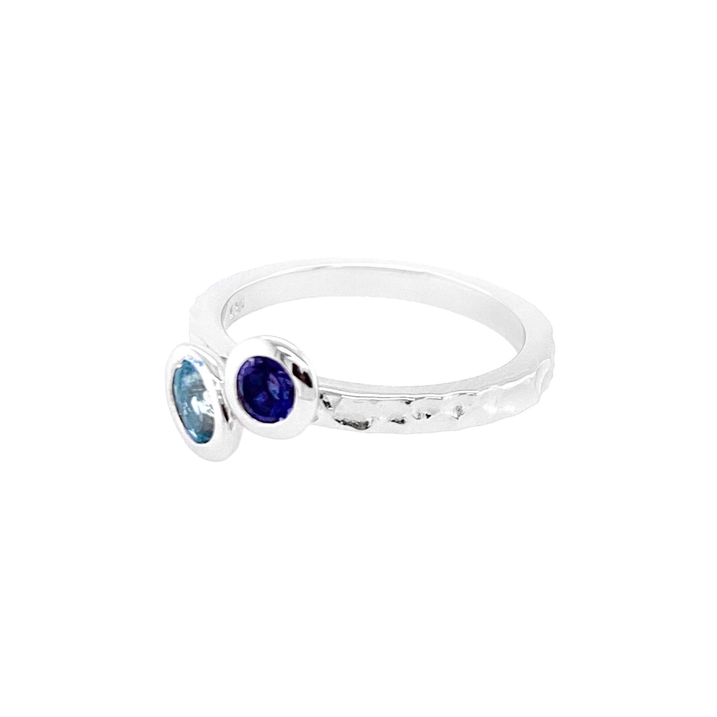 Blue Topaz and Iolite Artisan Ring