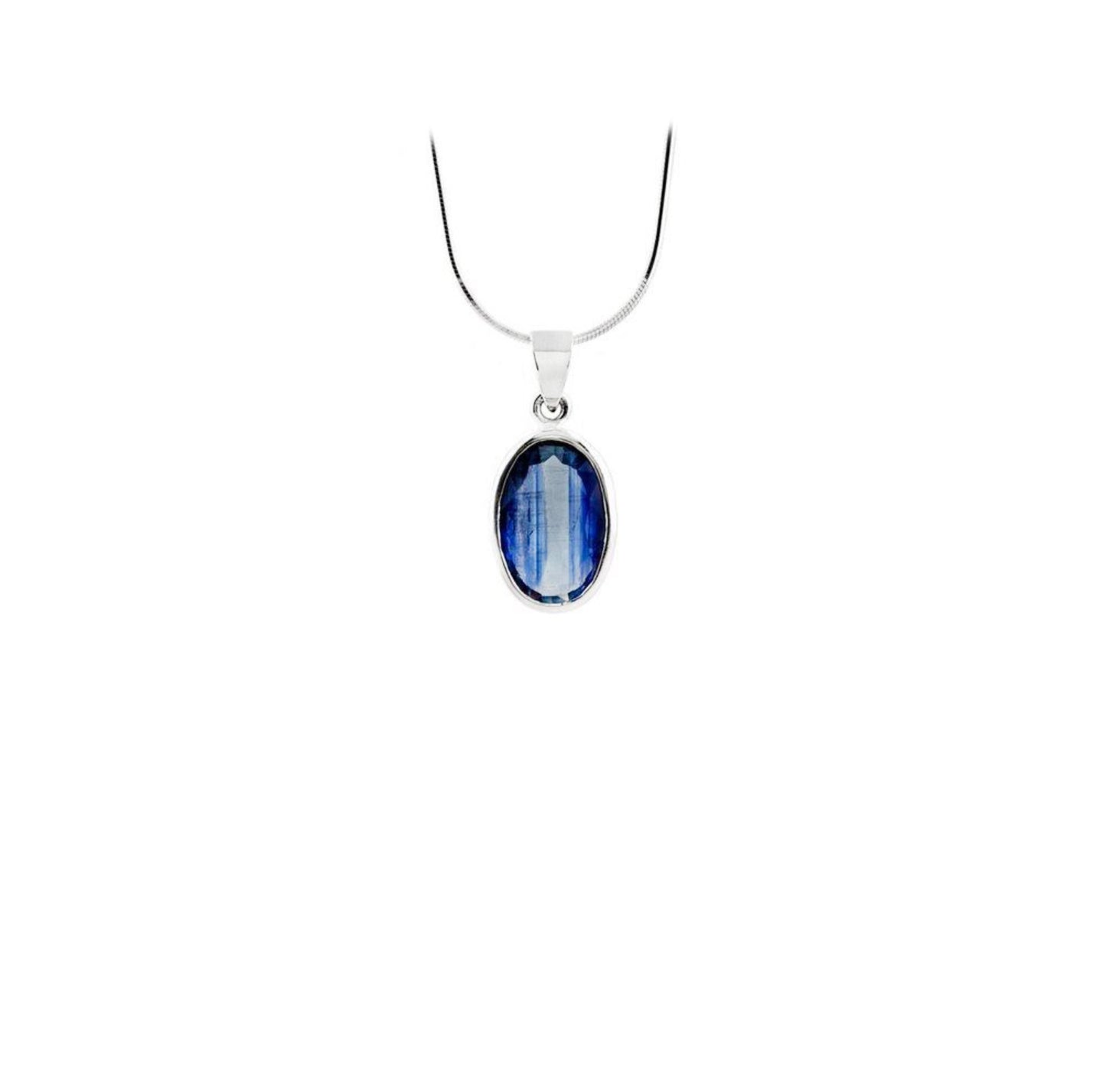 Kyanite Faceted Oval Sterling Silver Pendant - Twisted Earth Artistry