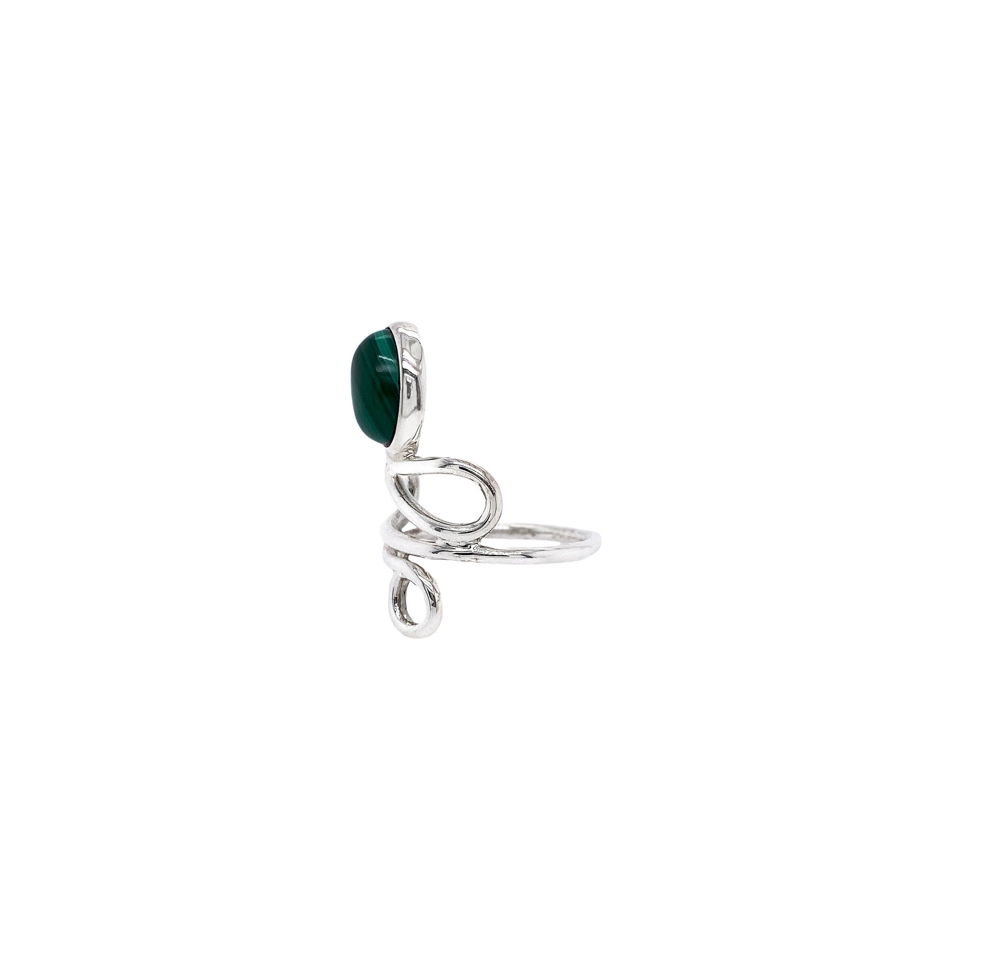 Malachite Sterling Silver Ring - Boho Sytle - Twisted Earth Artistry