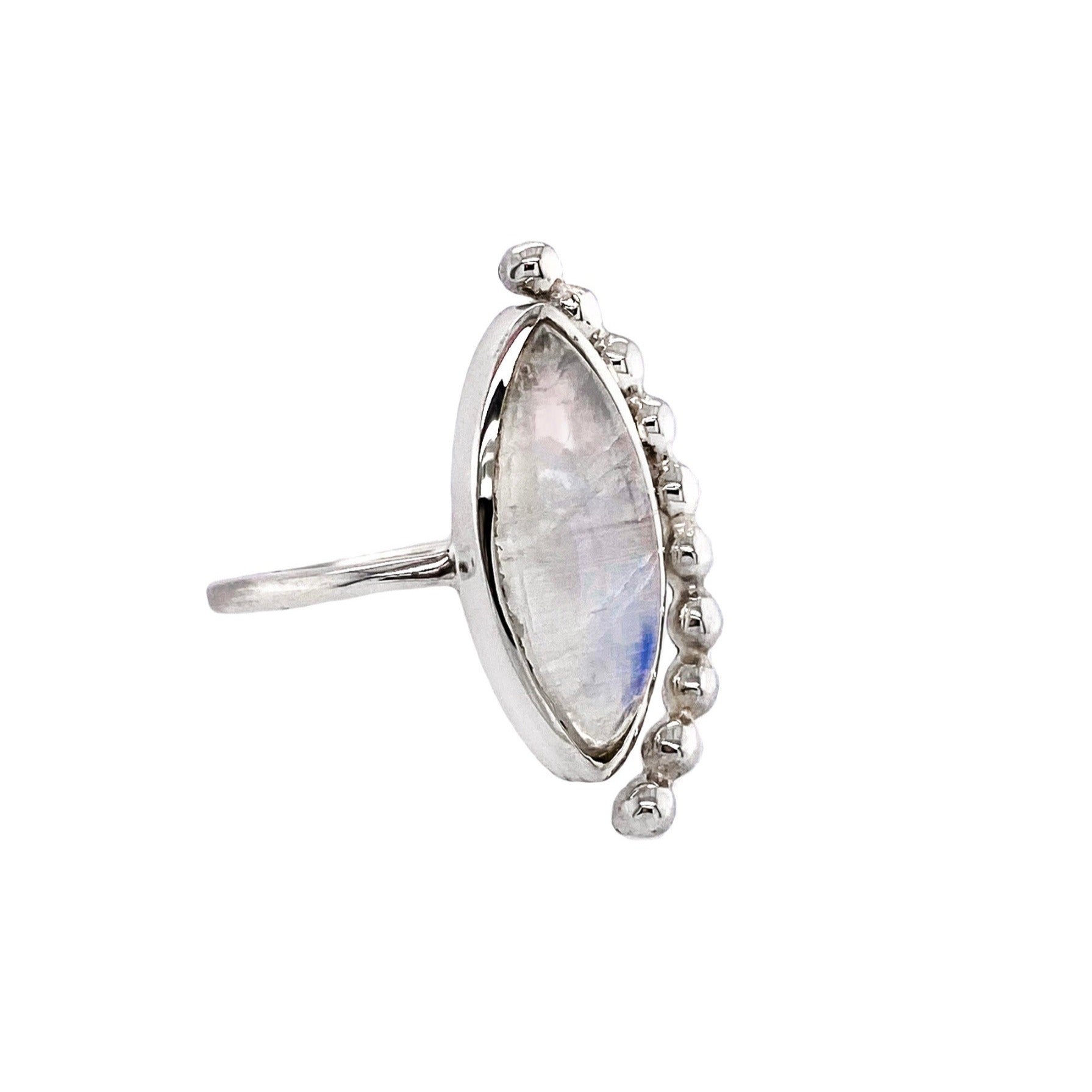 Moonstone Adjustable Sterling Silver Ring - Twisted Earth Artistry