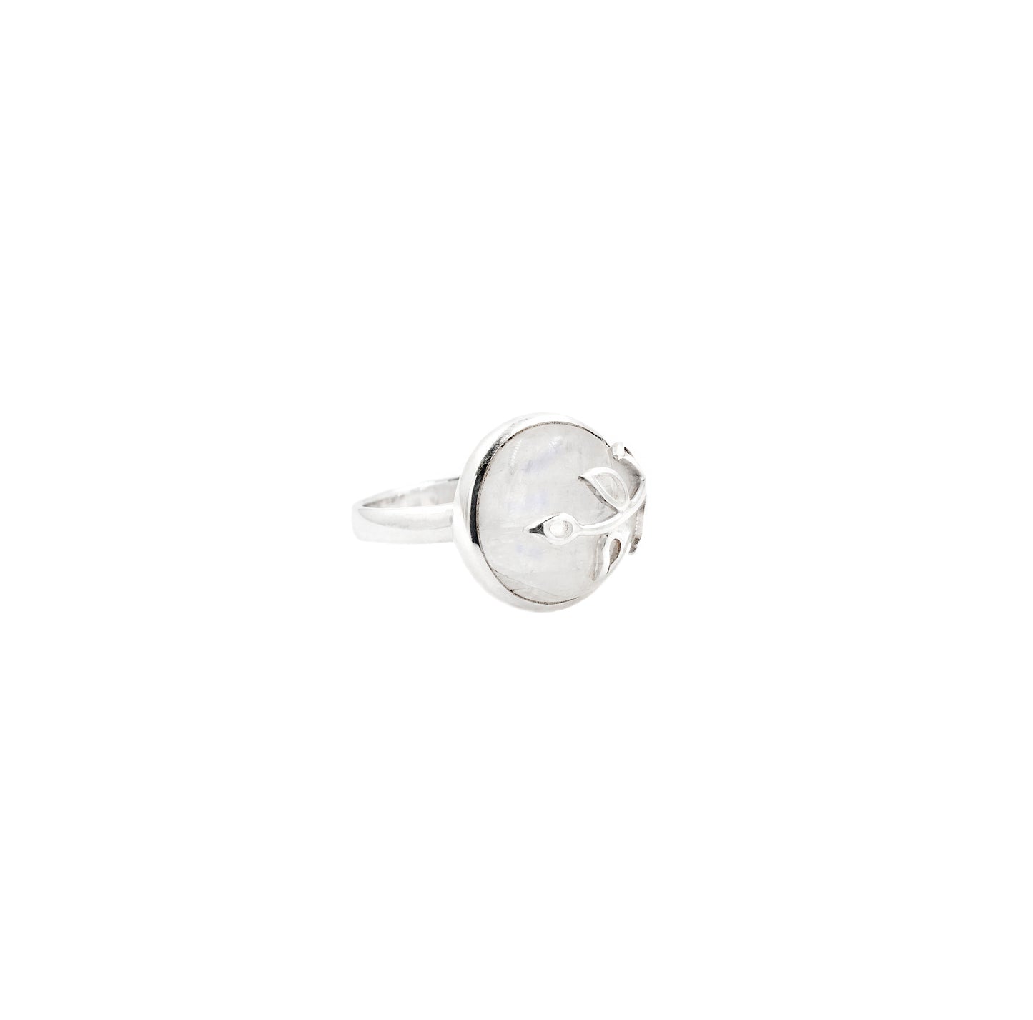 Moonstone Leaf Accent Sterling Silver Ring - Twisted Earth Artistry
