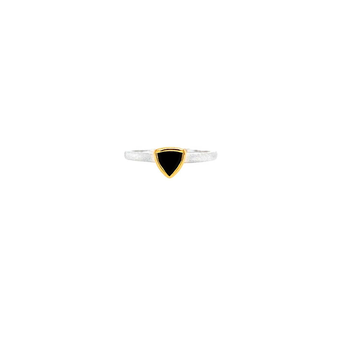 Onyx Triangle 14k Gold Plated Sterling Ring