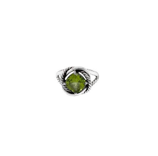 Peridot Faceted Sterling Silver Infinity Ring - Twisted Earth Artistry
