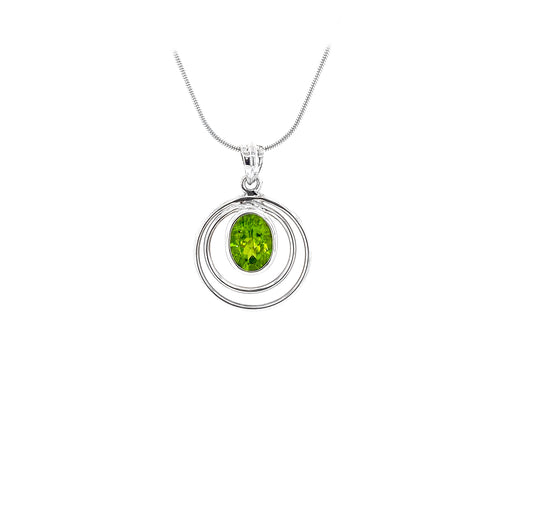 Peridot Faceted Circular Sterling Silver Pendant - Twisted Earth Artistry