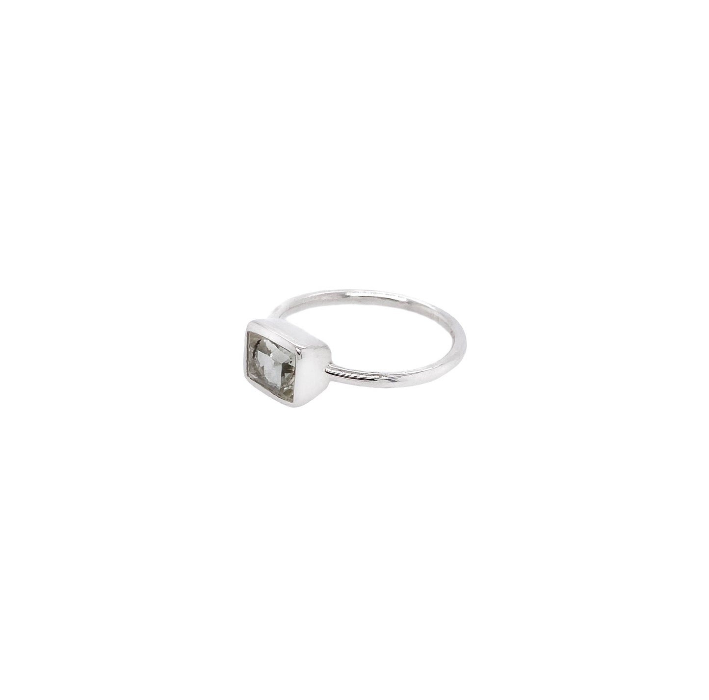 Prasiolite Simple Sterling Silver Ring - Twisted Earth Artistry