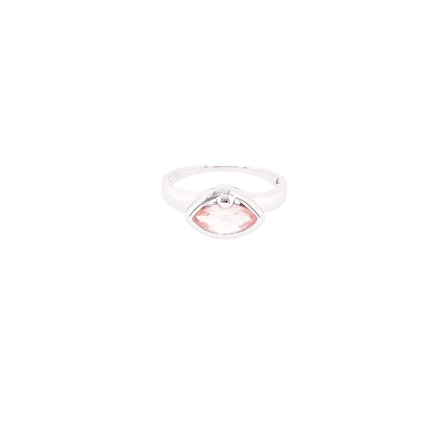 Rose Quartz Marquise Sterling Silver Ring - Twisted Earth Artistry