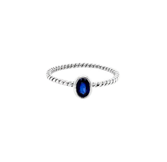 Sapphire Rope Band Silver Ring
